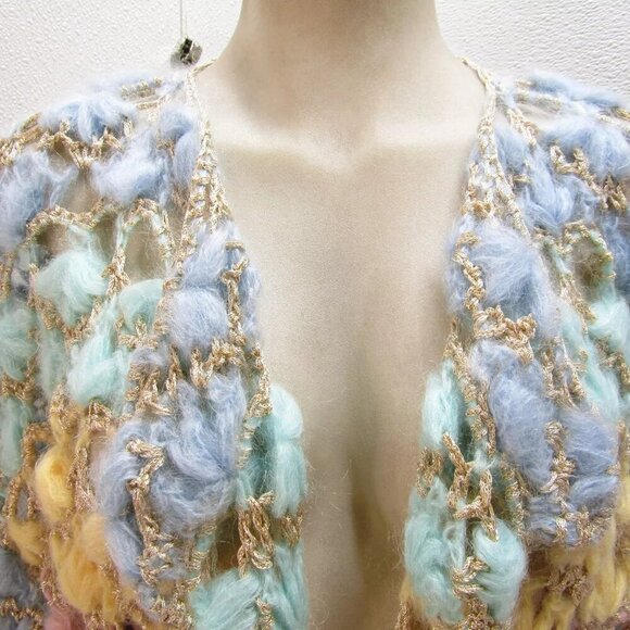 NEW  MARIDRUNA Emily Ombre Short Handknit Cardigan Size OS Pastel Multicolor - Picture 7 of 14